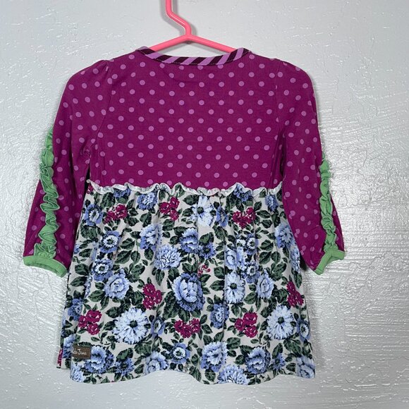 Matilda Jane Girls 18-24M Purple Blue Polka Dot Floral New Trails Tunic Shirt - Picture 6 of 8